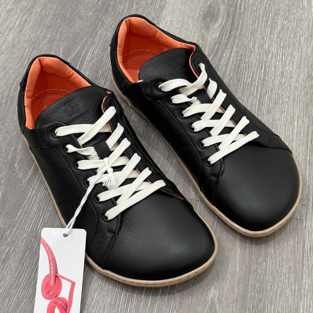 Groundies Blaze Barefoot Women Sneakers Leather Minimalist Boho Black Size 9